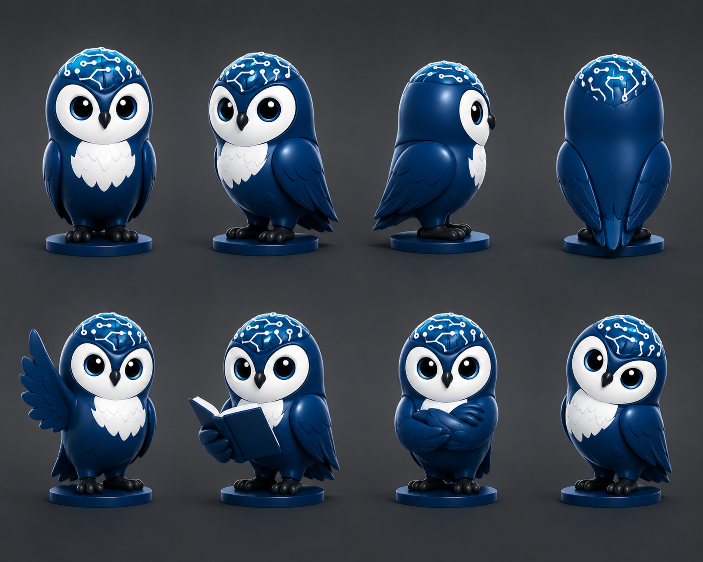 Folha com 8 poses base da coruja